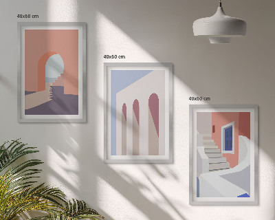 Gerahmtes bilderset Minimalistische Architekturillustrationen