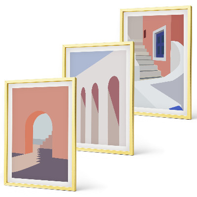 Gerahmtes bilderset Minimalistische Architekturillustrationen