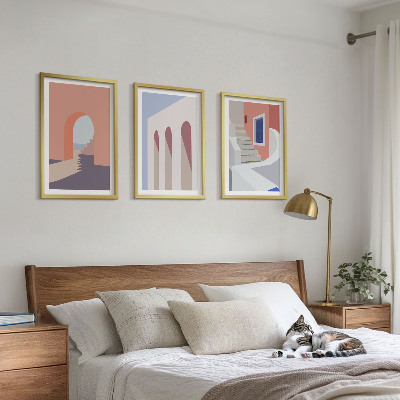 Gerahmtes bilderset Minimalistische Architekturillustrationen