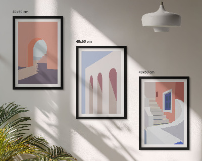 Gerahmtes bilderset Minimalistische Architekturillustrationen