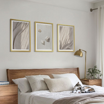 Bilder-3er-set mit rahmen Nahaufnahmen der Struktur im Boho-Stil