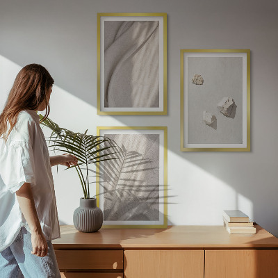 Bilder-3er-set mit rahmen Nahaufnahmen der Struktur im Boho-Stil