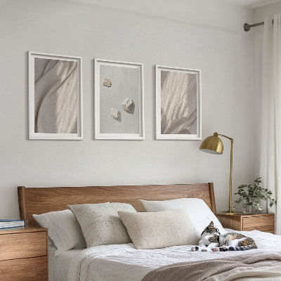 Bilder-3er-set mit rahmen Nahaufnahmen der Struktur im Boho-Stil