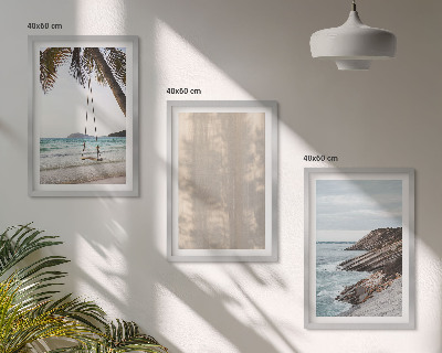 Bilder-3er-set mit rahmen Sommerlicher Sandstrand mit Meerblick