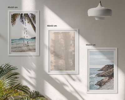 Bilder-3er-set mit rahmen Sommerlicher Sandstrand mit Meerblick