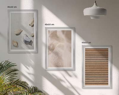 Bilder-3er-set mit rahmen Steine, Holz, Stofftexturen
