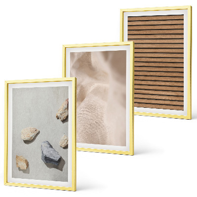 Bilder-3er-set mit rahmen Steine, Holz, Stofftexturen