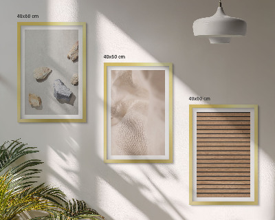 Bilder-3er-set mit rahmen Steine, Holz, Stofftexturen
