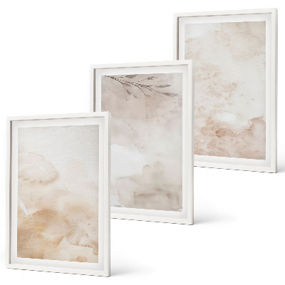 Bilder-3er-set mit rahmen Aquarell-Pastellblätter