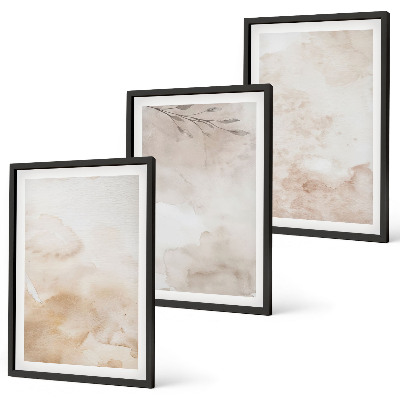 Bilder-3er-set mit rahmen Aquarell-Pastellblätter