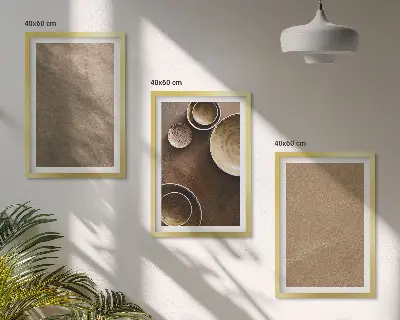 Minimalistische Steinstrukturen 3er-Set Wandbilder mit Rahmen