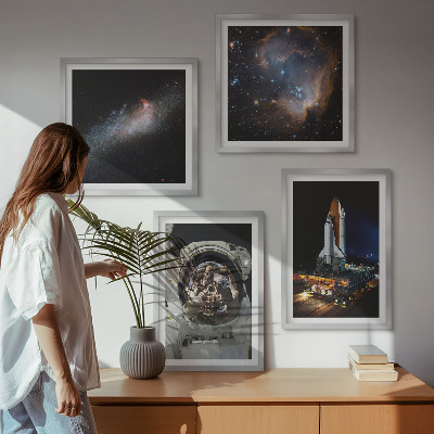 Polyptychon mit rahmen Astronauten landen auf dem Mond