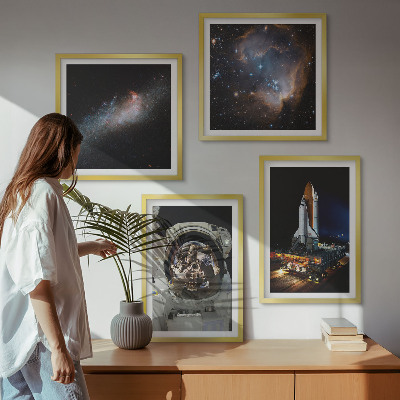 Polyptychon mit rahmen Astronauten landen auf dem Mond