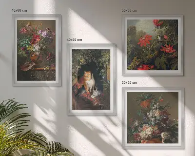 Wanddeko-Set mit Vintage-Motiven von Blumen, Katzen und Pflanzen