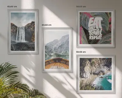 Wasserfall Bergreise Natur Polyptychon mit Rahmen