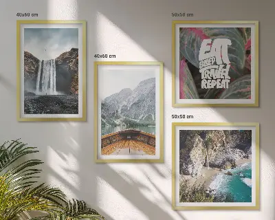 Wasserfall Bergreise Natur Polyptychon mit Rahmen