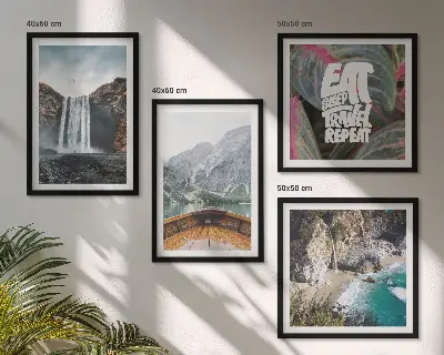 Wasserfall Bergreise Natur Polyptychon mit Rahmen