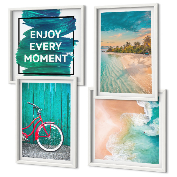 Wanddeko-set Inspiration für ein Fahrrad mit Seeboot