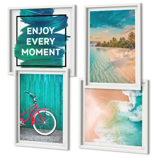 Wanddeko-Set mit Fahrrad und Seeboot-Motiv