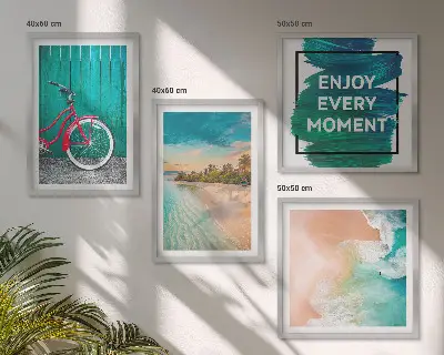 Wanddeko-Set mit Fahrrad und Seeboot-Motiv
