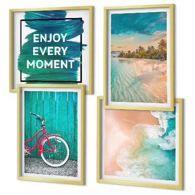 Wanddeko-Set mit Fahrrad und Seeboot-Motiv