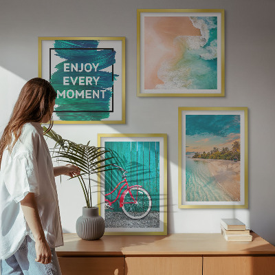 Wanddeko-set Inspiration für ein Fahrrad mit Seeboot