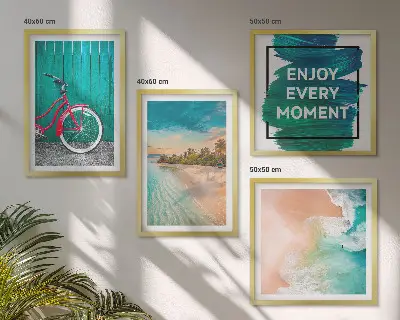 Wanddeko-Set mit Fahrrad und Seeboot-Motiv
