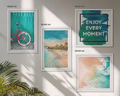 Wanddeko-Set mit Fahrrad und Seeboot-Motiv