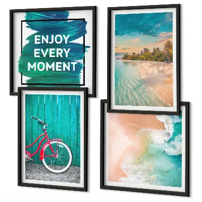Wanddeko-Set mit Fahrrad und Seeboot-Motiv