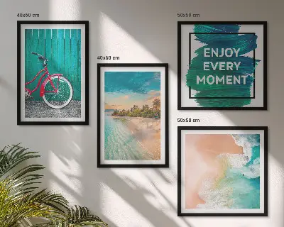 Wanddeko-Set mit Fahrrad und Seeboot-Motiv
