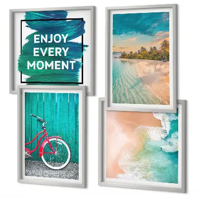 Wanddeko-Set mit Fahrrad und Seeboot-Motiv