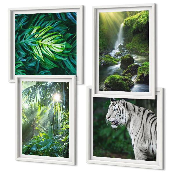 Wanddeko-set Dschungel-Weißtiger-Wasserfall