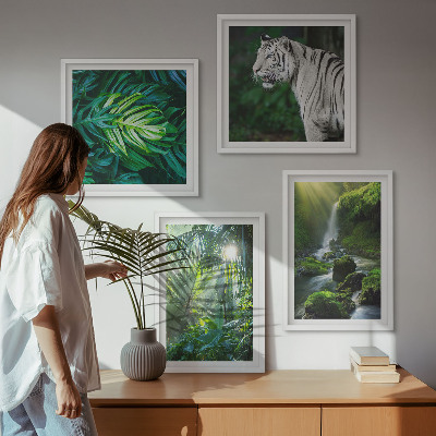 Wanddeko-set Dschungel-Weißtiger-Wasserfall