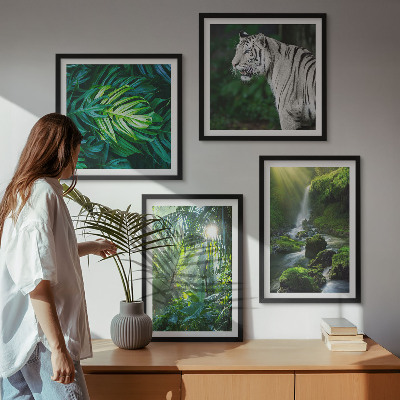 Wanddeko-set Dschungel-Weißtiger-Wasserfall