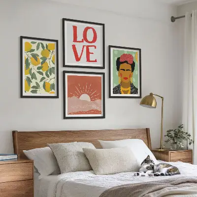 Wanddeko-Set mit Zitronen, Inschrift und Liebeslandschaft im Frida-Stil