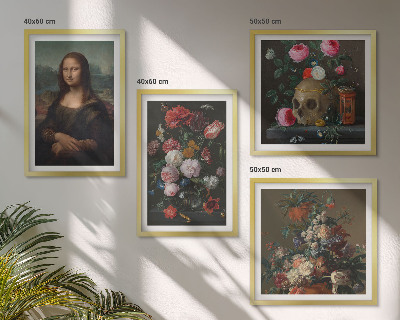 Polyptychon mit rahmen Vintage Blumen Totenkopf Mona Lisa