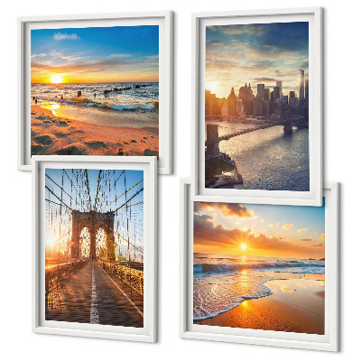 Wanddeko-set Brücken, Sonnenuntergänge, Stadt