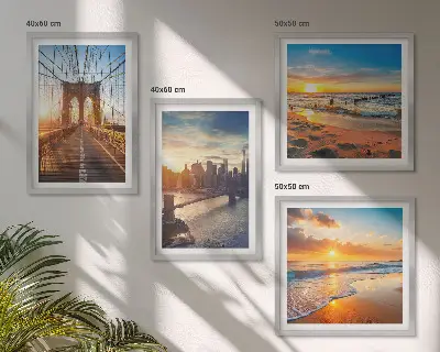 Wanddeko-Set mit Brücken, Sonnenuntergängen und Stadtmotiven