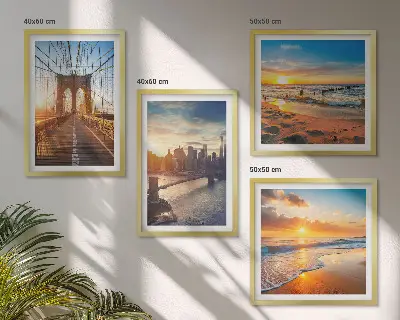 Wanddeko-Set mit Brücken, Sonnenuntergängen und Stadtmotiven