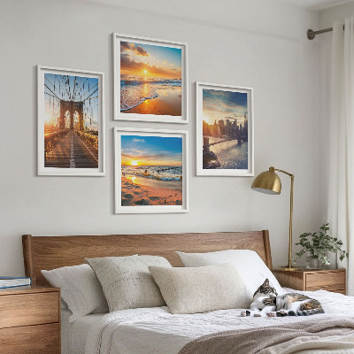 Wanddeko-set Brücken, Sonnenuntergänge, Stadt