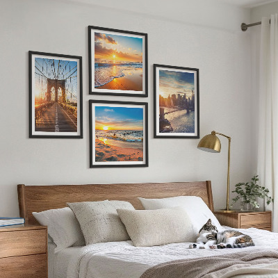 Wanddeko-set Brücken, Sonnenuntergänge, Stadt