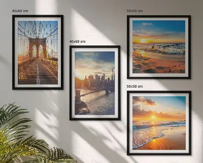 Wanddeko-Set mit Brücken, Sonnenuntergängen und Stadtmotiven