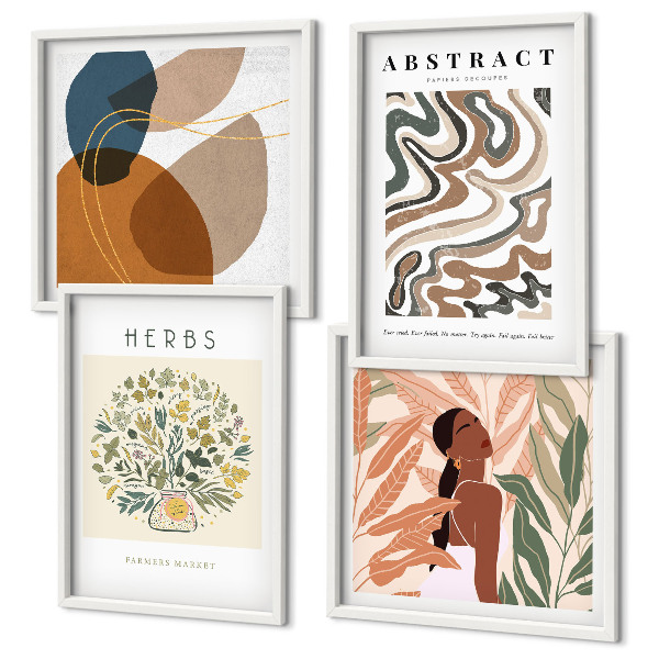 Polyptychon mit rahmen Boho-Ästhetik, Pastellposter