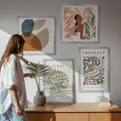 Polyptychon mit rahmen Boho-Ästhetik, Pastellposter