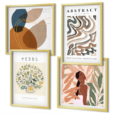 Polyptychon mit rahmen Boho-Ästhetik, Pastellposter