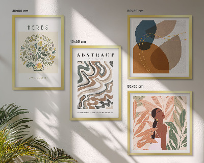 Polyptychon mit rahmen Boho-Ästhetik, Pastellposter
