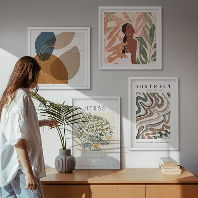 Polyptychon mit rahmen Boho-Ästhetik, Pastellposter