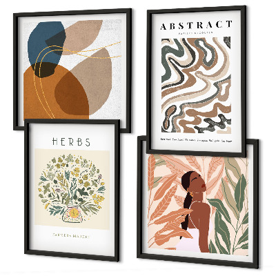 Polyptychon mit rahmen Boho-Ästhetik, Pastellposter