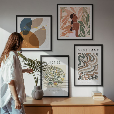 Polyptychon mit rahmen Boho-Ästhetik, Pastellposter