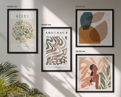 Polyptychon mit rahmen Boho-Ästhetik, Pastellposter